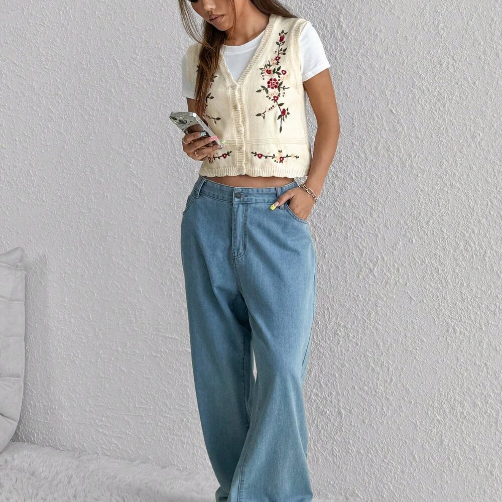 Multicolor Casual Women's Sweet Embroidered Vest - Picture 6 of 8